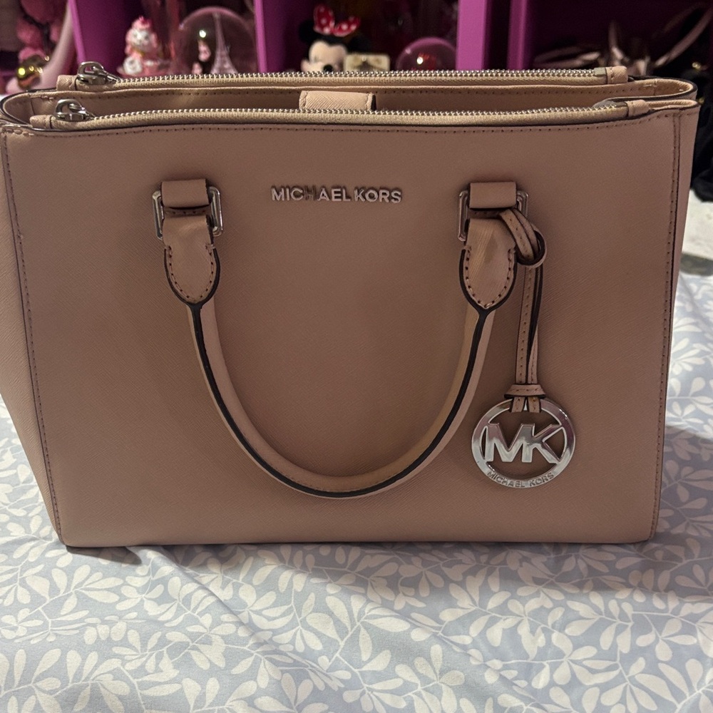 Michael Kors Blush Saffiano Satchel with MK Charm